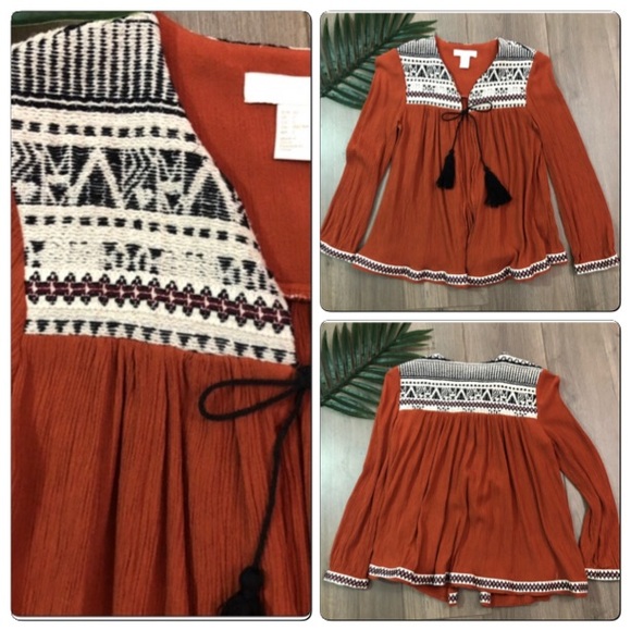 H&M Tops - H&M Southwestern Tribal Boho Tassel Jacket Shirt